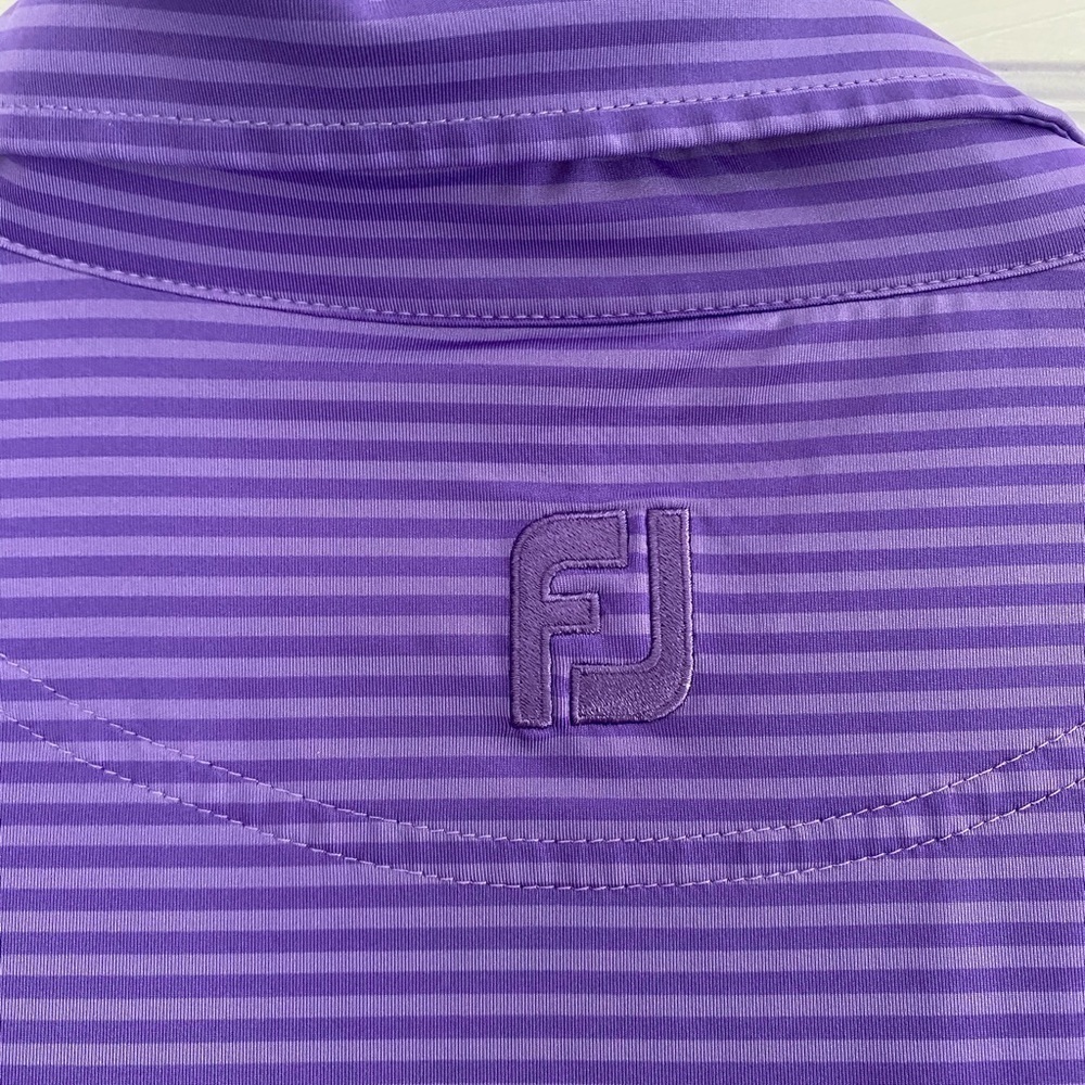 FOOTJOY Performance Golf Short Sleeve Pique Polo Men’s Size L in Purple Stripe - Picture 8 of 9